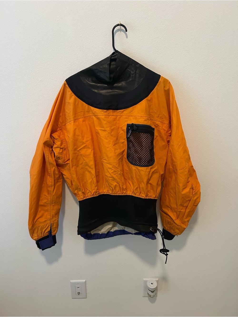 Patagonia Orange and Black Men's dry paddle jacket with Mesh Pocket